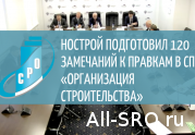 НОСТРОЙ подготовил 120 замечаний к правкам в СП «Организация строительства»: читать другие актуальные новости о СРО на информационном портале «Всё о саморегулировании».